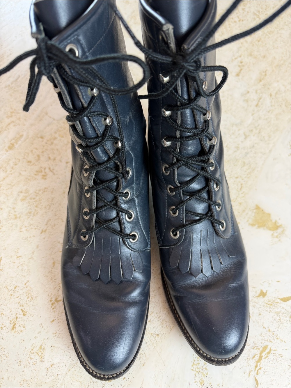 Justin Boots Women’s 8 L0504 Fringe Western – Made in USA – Vintage Y2K Midnight